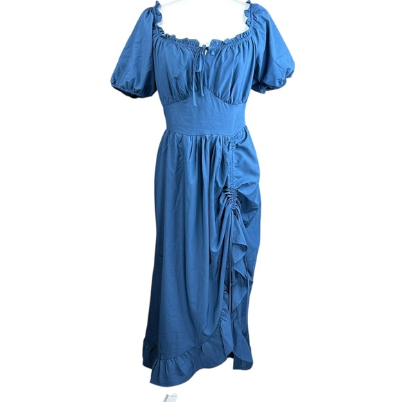 Scarlett Darkness Milkmaid Steampunk Fairy Dress L Smocked Ruffles Victorian - Picture 2 of 16